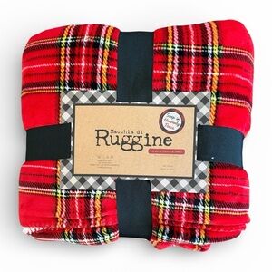 Macchia di Ruggine Red Plaid Throw Blanket NWT